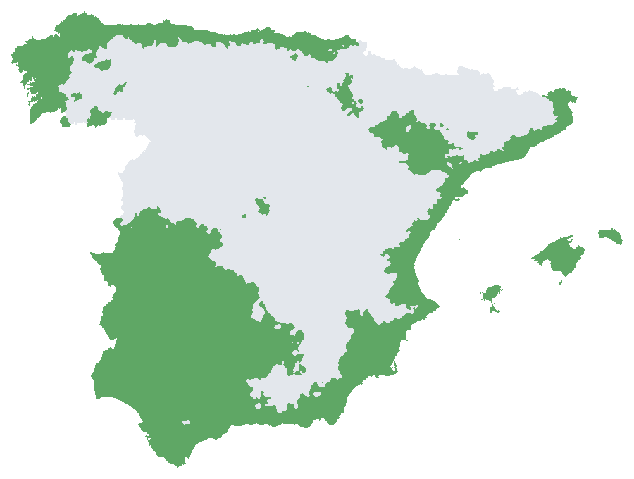 Mapa de España: dónde plantar Pomelo Star Ruby en tierra