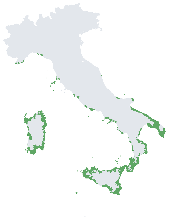 Mappa d’Italia: dove piantare Lime Tahiti leggermente variegato in piena terra
