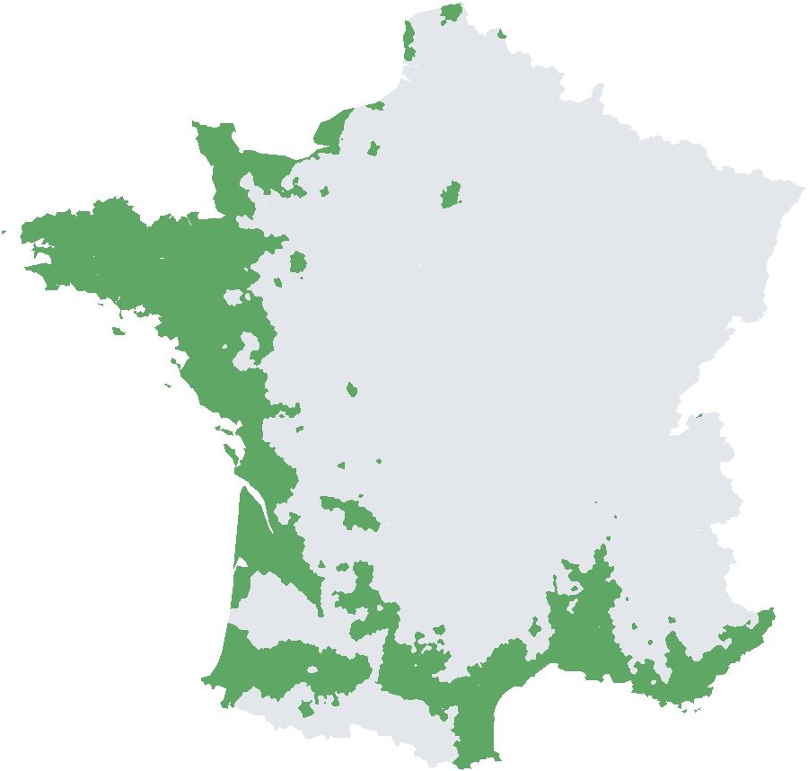 Carte de France : où planter Oranger d'Ermelo en pleine terre