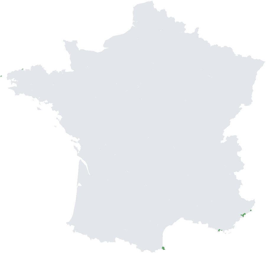 Map of France: where to plant Lightly Variegated Tahiti Lime in the ground